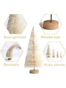 4pcs -White Mini Christmas Tree Tabletop Decoration Christmas DIY Pine Needle Tree Decoration With Snow Christmas Pine Tabletop Christmas Tree Christmas Tree Indoor Christmas Decoration Bedroom Christmas Decorations Suitable For Christmas Party Home Decoration,Christmas - White - View 2