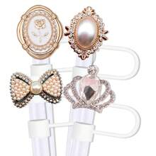 Shiny Straw Covers Cap For  Cups 30&40 Oz Tumbler, Resin Colorful Shiny Straw Protectors Tips Cover For Reusable Drinking Straws  Tumblers Accessories(Shiny) - White - View 14