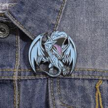 1pc Blue-Eyes White Dragon Badge: A Must-Have For Duel Monsters Fans Halloween Pin For Clothes Bag Charm School