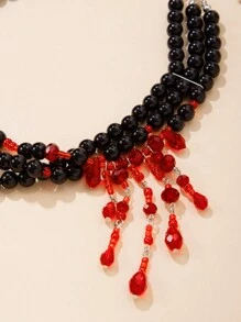 1 pièce Collier multicouche de perle de culture factice avec charme de style gothique en cristal artificiel et franges, bijoux de mode glamour pour femmes, port quotidien ou décoration de fête, cadeau de vacances