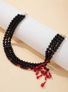 1 pièce Collier multicouche de perle de culture factice avec charme de style gothique en cristal artificiel et franges, bijoux de mode glamour pour femmes, port quotidien ou décoration de fête, cadeau de vacances