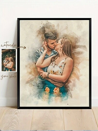 1pc Unframed Customizable Canvas Poster, Personalized Photo Wall Art, Perfect Gift For Friends & Family, Home Decor Ornamental Exquisite, Vintage, Colorful Custom, Personalized, Unique Ideal Gifts For Him Her, Boyfriend, Girlfriend, Dad, Mom, Family, Friends For Anniversaries Valentine's Day Mother's Day Birthdays, For Children's Day, For Father's Day, Valentine Day, Valentine Day Decor, Slow Summer Living, Customized Wall Art, Vintage