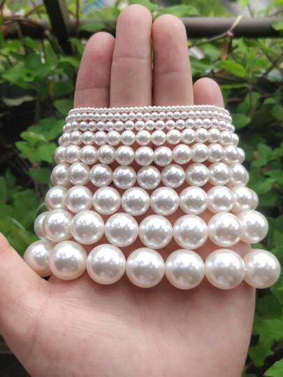 خرز اللؤلؤ بقطر 2 مم - 16 مم، مناسب لصنع المجوهرات DIY مثل الأقراط والأساور والقلائد وغيرها من الاكسسوارات، الخرز مستدير للغاية ومقاوم للخدش وخالي من العيوب، 16 بوصة لكل خيط