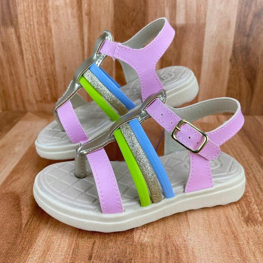 Children's Sandals With Bright Colorful Straps - From Casual To Formal 20 To 27 - Màu Hồng baby - Xem 1