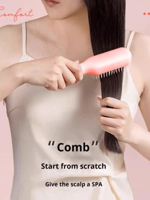 伸缩梳 清洁头皮不伤发 便携美发按摩梳 家用防静电美发梳 自洁美发梳 三色多功能便捷梳子:1/3件 - 彩色 - 查看 2