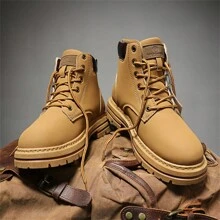 Men's Bestselling Autumn/Winter New High-Top Outdoor Boots, Work Boots, British Style Short Boots, Korean Version Versatile Thick Bottom Increase Height Boots, Fashion Shoes, Christmas, Thanksgiving, New Year Holiday Gift