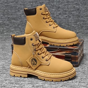 Men's Bestselling Autumn/Winter New High-Top Outdoor Boots, Work Boots, British Style Short Boots, Korean Version Versatile Thick Bottom Increase Height Boots, Fashion Shoes, Christmas, Thanksgiving, New Year Holiday Gift