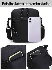 Bolso Bandolera para Hombre Multifuncional, Hombre Bandoleras Chico Con Cremallera para Viajes, Negocios, Aire Libre, Deportes, colegio O Universidad, Bolso para Hombre, Bandolera Pequeño para Hombre, Bolsa Cruzada para Hombre, Bolso de Hombro para Hombre,  crossbody - Negro - Ver 10