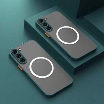 1 pezzo, custodia per telefono compatibile con Samsung Galaxy S21/S21+/S21 Ultra, S22/S22+/S22 Ultra, S23/S23+/S23 Ultra, S21 FE, S24/S24+/S24 Ultra, S25/S25+/S25 Ultra, Note 20/Note 20 Ultra, A35/A36/A55/A56, nero, blu navy, rosso, verde, antiurto, antishock, finitura opaca, ricarica senza fili magnetica, unisex