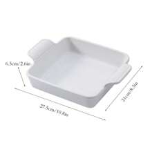1pc 8 X 8inch Porcelain Square Bakeware With Double Handle, Cake Baking Pan Ceramic Baking Dish For Brownie, Casserole, Lasagna, Family Dinner (White)