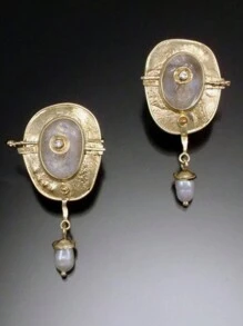 1pair Classic Women Elegant Faux Pearls Earrings Anniversary Gift Vintage Jewelry Accessories - Hoa tai - Xem 1