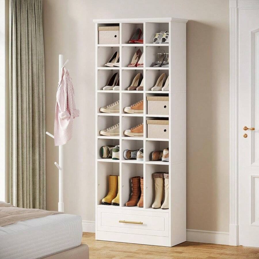 9Tier Shoe Storage 71Inch Tall Wooden Shoe Rack Freestanding