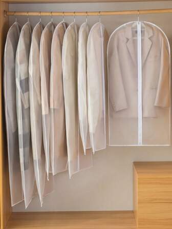 1pc Transparent Reusable Garment Dust Cover, Waterproof Hanging Garment Bag For Storing Coats, Suits, And Various Clothing Sizes Decor, Room Decorations, Decorations, Decor, Storage, Organizer Bedroom, Organizer, Home Storage, White T Shirt Women, Black Pants Women, Ladies Winter Clothes, Dress,