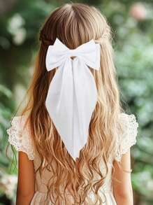 1 pieza Hebilla para el cabello con lazo elegante, accesorio para el cabello con cinta, pasador para el cabello blanco como accesorio para el cabello diario para niñas