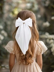 1 pieza Hebilla para el cabello con lazo elegante, accesorio para el cabello con cinta, pasador para el cabello blanco como accesorio para el cabello diario para niñas