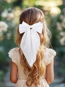 1 pieza Hebilla para el cabello con lazo elegante, accesorio para el cabello con cinta, pasador para el cabello blanco como accesorio para el cabello diario para niñas