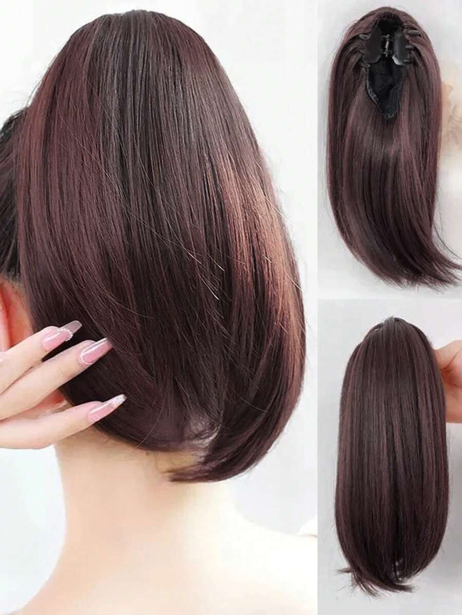 Tóc giả đuôi ngựa tổng hợp, tóc giả đuôi ngựa ngắn, kẹp tóc giả, tóc giả kẹp trong, tóc giả đuôi ngựa xoăn nhẹ, khóa tự nhiên cho phụ nữ, bán chạy