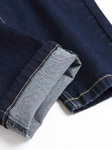 Mens Ribbed Jeans Stretch Straight Fit Denim Pants Washed Biker Distressed Destroyed Jeans - Màu xanh lam - Xem 6