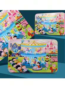 100 Pieces Iron Box Wooden Jigsaw Puzzle Puzzle Children's Puzzle Baby, Cartoon Wooden Early Education Toy, Christmas Gift/ - Multicolor - View 18