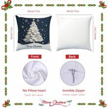1 Vỏ gối minh họa cây thông Noel màu xanh navy tối giản, chất liệu nhung đào mềm mại, in một mặt, 45*45CM, quà tặng Giáng sinh - Nhiều màu - Xem 2