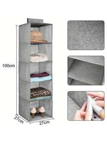 Hanging Wardrobe Storage Organiser 5 Tier Hanging Shelves 27cm X 27cm X 100cm Cupboard Wardrobe Closet Storage Shelves Drawer Shelves Bedroom Storage Solutions For Shoes Clothes (Gray)