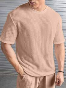 Kit 2 Oversized Casual Basic Plain Straight T-Shirt Caramel/Multicolor - 米色 - 查看 4