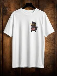 T-Shirt Shirt Gothic Cat Meme Emo Ref 2060 VEST NERD - 白色 - 查看 1
