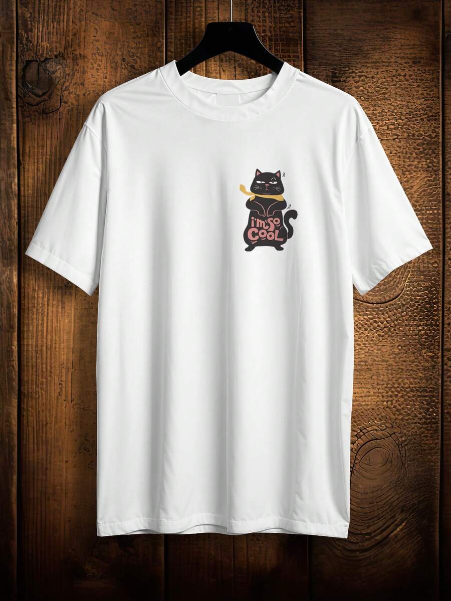 T-Shirt Shirt Gothic Cat Meme Emo Ref 2060 VEST NERD - 白色 - 查看 1