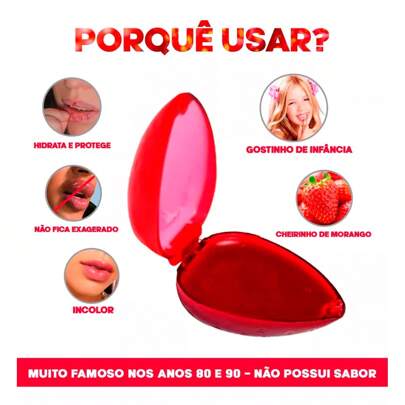 Batom Moranguinho Brilho Labial Cheirinho De Morango 2 Cores em 1 Vivai