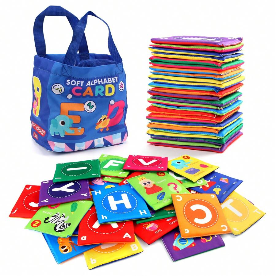 Infant Soft Cloth Book With 26 Alphabet Cards, Colorful & Learning Toy Suitable For Children As Christmas GiftSchool, Student,Stationery,School Supplies,Children Learning Toys,Body Parts Learning,Learning Toys For Kids