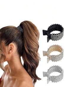 3 Stück Mehrfarbige Strass Metall Haarspangen für Damen, elegante und einfache koreanische Stil Haraccessoires, perfekt für täglichen Gebrauch, Party Haarspangen, Haarklammern, Haarklemmen, Haarclips