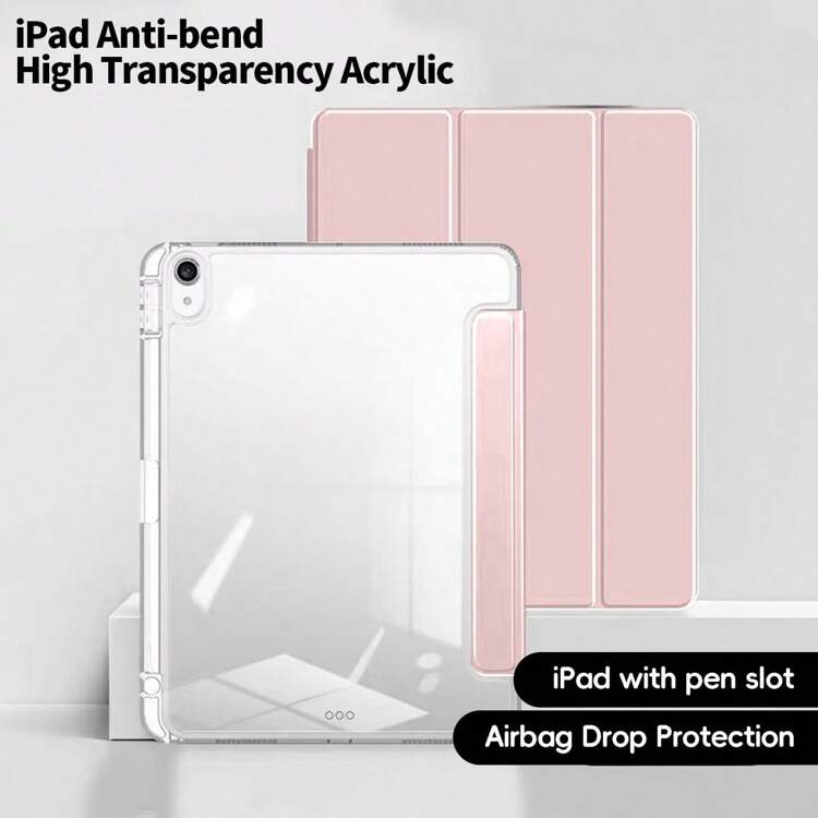 iPad 保护壳兼容 iPad Air 5/4、iPad 7/8/9/10 第 9 代、iPad Mini 6、带铅笔槽的 iPad Pro 11、iPad Pro 13 亚克力全系列平板电脑保护壳 - 粉色 - 查看 1
