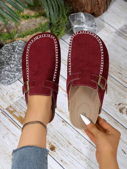 Soft Cork Base Comfortable Slide Slippers, Stylish Thick Sole Non-Slip Casual Mule Shoes Valentines