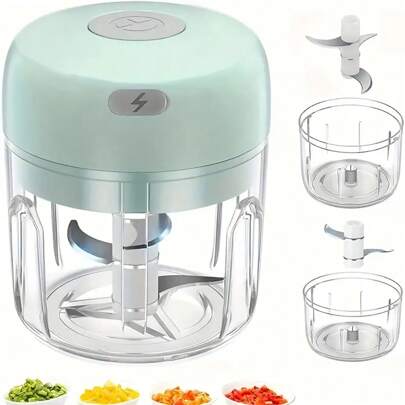 100/250ml USB 500mAhRechargeable Electric Garlic Chopper - Powerful And Durable For Grinding Peppers, Ginger And Vegetables! Food Processor Kitchen Appliances Kitchen Utensils Kitchen Ware