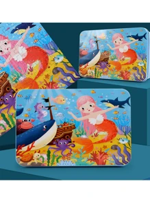 100 Pieces Iron Box Wooden Jigsaw Puzzle Puzzle Children's Puzzle Baby, Cartoon Wooden Early Education Toy, Christmas Gift/ - Multicolor - View 14