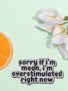 1pc Overstimulated Message"Sorry If I'm Mean,I'm Overstimulated Right Now "Enamel Pin Brooch - White Text Lapel Pin For Backpacks, Clothing, Fashion Accessory Halloween Pin For Clothes Bag Charm