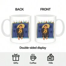 1 件 11 盎司文化素描，包含来自沙特阿拉伯各地的陶瓷手柄杯、设计师合作咖啡杯、带帽子的女士图案杯、水瓶、玻璃早餐杯、饮料杯，送给家人、朋友和爱人的圣诞礼物 - 彩色 - 查看 6