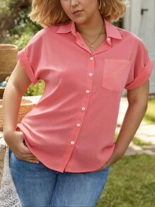 Women's Short-Sleeved Shirt - 乾枯玫瑰色 - 查看 4