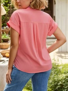 Women's Short-Sleeved Shirt - 乾枯玫瑰色 - 查看 2