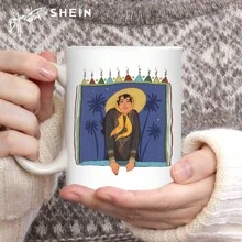 1 件 11 盎司文化素描，包含来自沙特阿拉伯各地的陶瓷手柄杯、设计师合作咖啡杯、带帽子的女士图案杯、水瓶、玻璃早餐杯、饮料杯，送给家人、朋友和爱人的圣诞礼物 - 彩色 - 查看 1