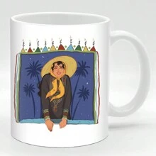 1 件 11 盎司文化素描，包含来自沙特阿拉伯各地的陶瓷手柄杯、设计师合作咖啡杯、带帽子的女士图案杯、水瓶、玻璃早餐杯、饮料杯，送给家人、朋友和爱人的圣诞礼物 - 彩色 - 查看 5