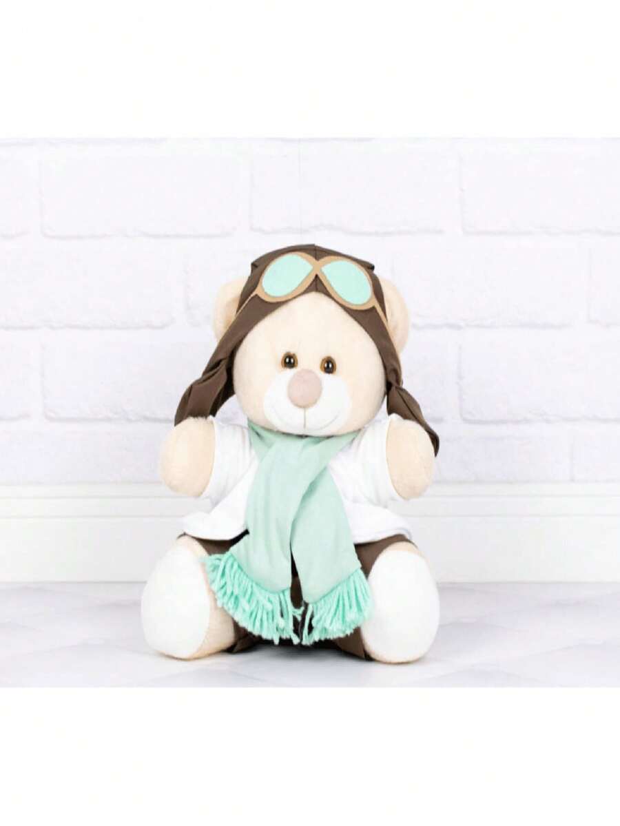 Classic Aviator Teddy Bear For Boys 15 Cm - Ideal For Niches And Decorations - Màu xanh bình tĩnh - Xem 1