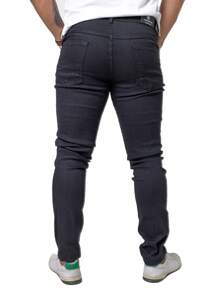 CALÇA Masculina Denin Slim RASGADA Elastano PRETA BF Presente Homem Moda Jeans Masculino 2025 Streetwear - Preto - Visão 4