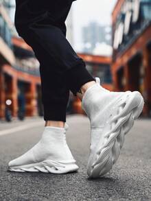 Baskets décontractées mi-hautes pour hommes, nouvelles chaussures de sport légères et souples pour le printemps/automne 2024, chaussures de course respirantes pour les voyages - Blanc - Voir 5