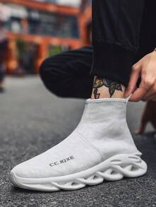 Baskets décontractées mi-hautes pour hommes, nouvelles chaussures de sport légères et souples pour le printemps/automne 2024, chaussures de course respirantes pour les voyages - Blanc - Voir 7