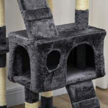 PawHut Árbol Rascador para Gatos Grande 49x49x173 cm con Múltiples Niveles con Cuevas Escaleras Juguetes Colgantes Camas Centro Actividades Sisal - Gris Oscuro - Ver 9