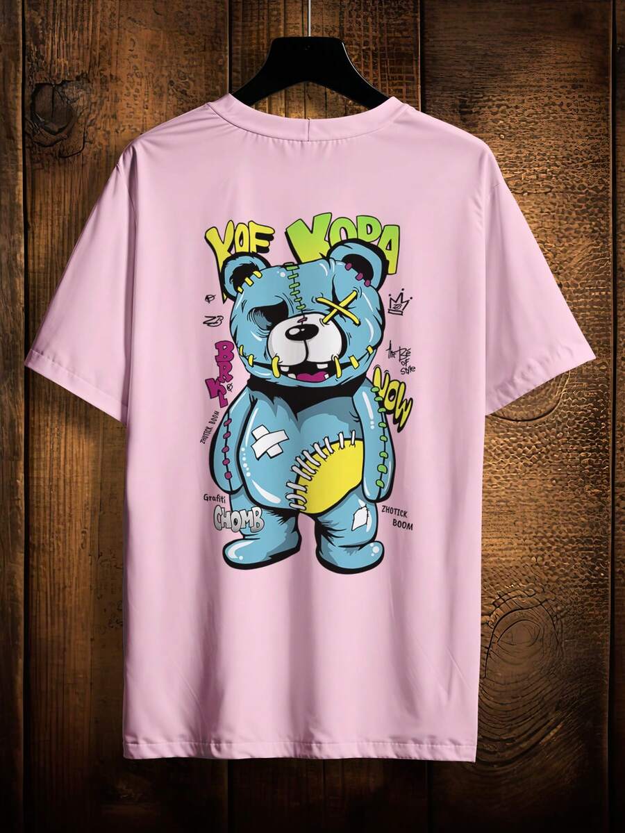 T-Shirt Bear Shirt Blue Graphite Cute Teddy Bear Ref 2075 VEST NERD - Màu Hồng baby - Xem 1