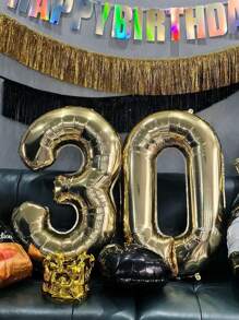 1pc - 40 Inch Light Golden Number Balloon, Extra Large Metallic Polyester Film Helium Champagne Gold Number Balloon For Birthday Party Celebration Decor, Graduation, Photo Shoot, Baby Shower