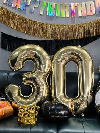 1pc - 40 Inch Light Golden Number Balloon, Extra Large Metallic Polyester Film Helium Champagne Gold Number Balloon For Birthday Party Celebration Decor, Graduation, Photo Shoot, Baby Shower