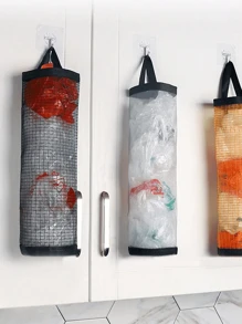 1 Piece Hanging Garbage Bag Storage Plastic Bag Rack Mesh Hanging Storage Box Foldable Breathable Washable Hanging Mesh Garbage Bag Storage Box Organization Storage Bag Organizer